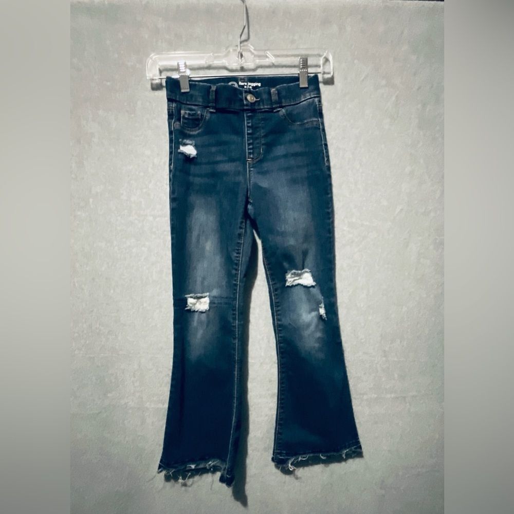 Wonder Nation Girls Size M 7-8 Blue Flare Jeggings Distressed Denim Pants